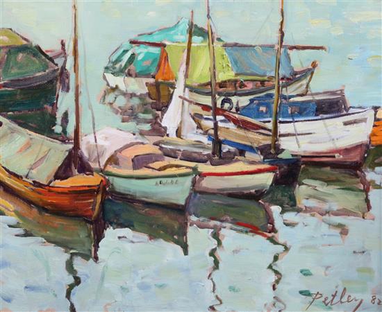 § Llewellyn Petley Jones (1908-1986) Fishing boats in harbour, 20 x 24in.